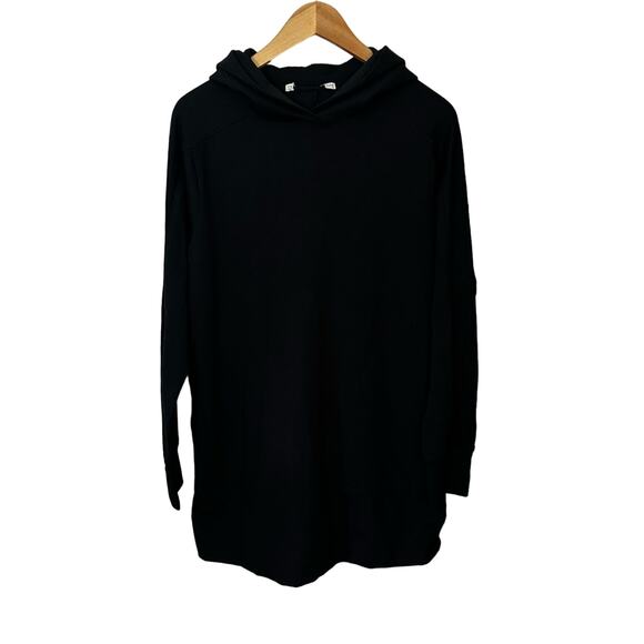 Peruvian Connection Women's Hooded Sweatshirt Solid Black‎ Pockets Cotton Small - Picture 1 of 5
